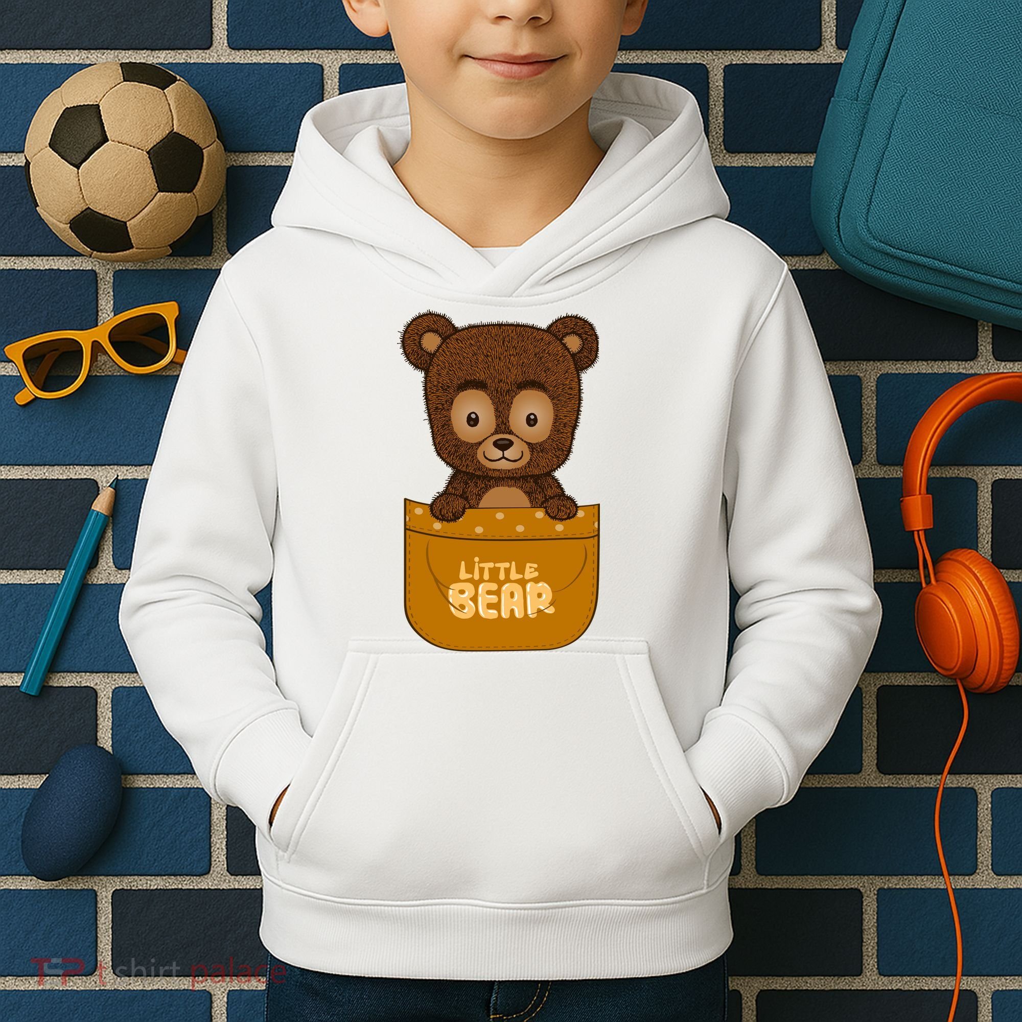 Little Bear Inside The Pocket Kids Hoodie
