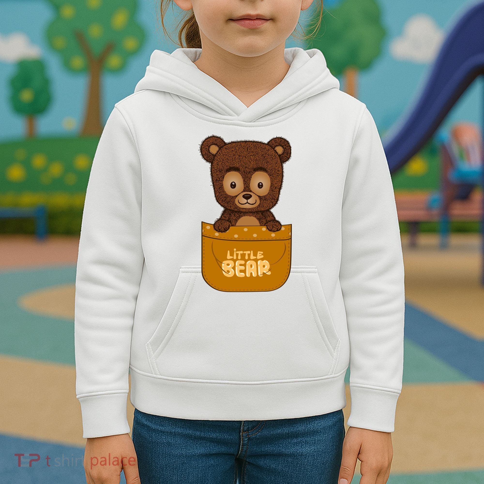 Little Bear Inside The Pocket Kids Hoodie
