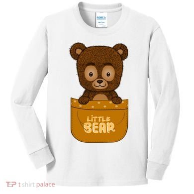 Little Bear Inside The Pocket Kids Long Sleeve Shirt
