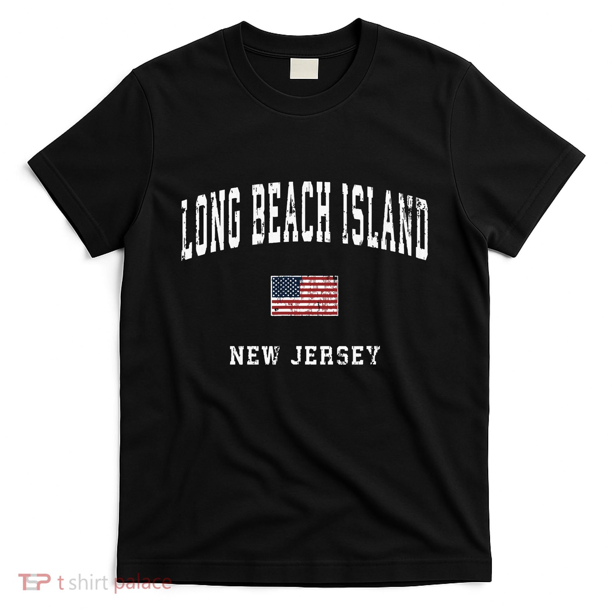 Long Beach Island New Jersey Nj Vintage American Flag Sports T-Shirt
