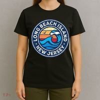 Long Beach Island New Jersey Nj Vintage Nautical Waves Desig T-Shirt thumb 4