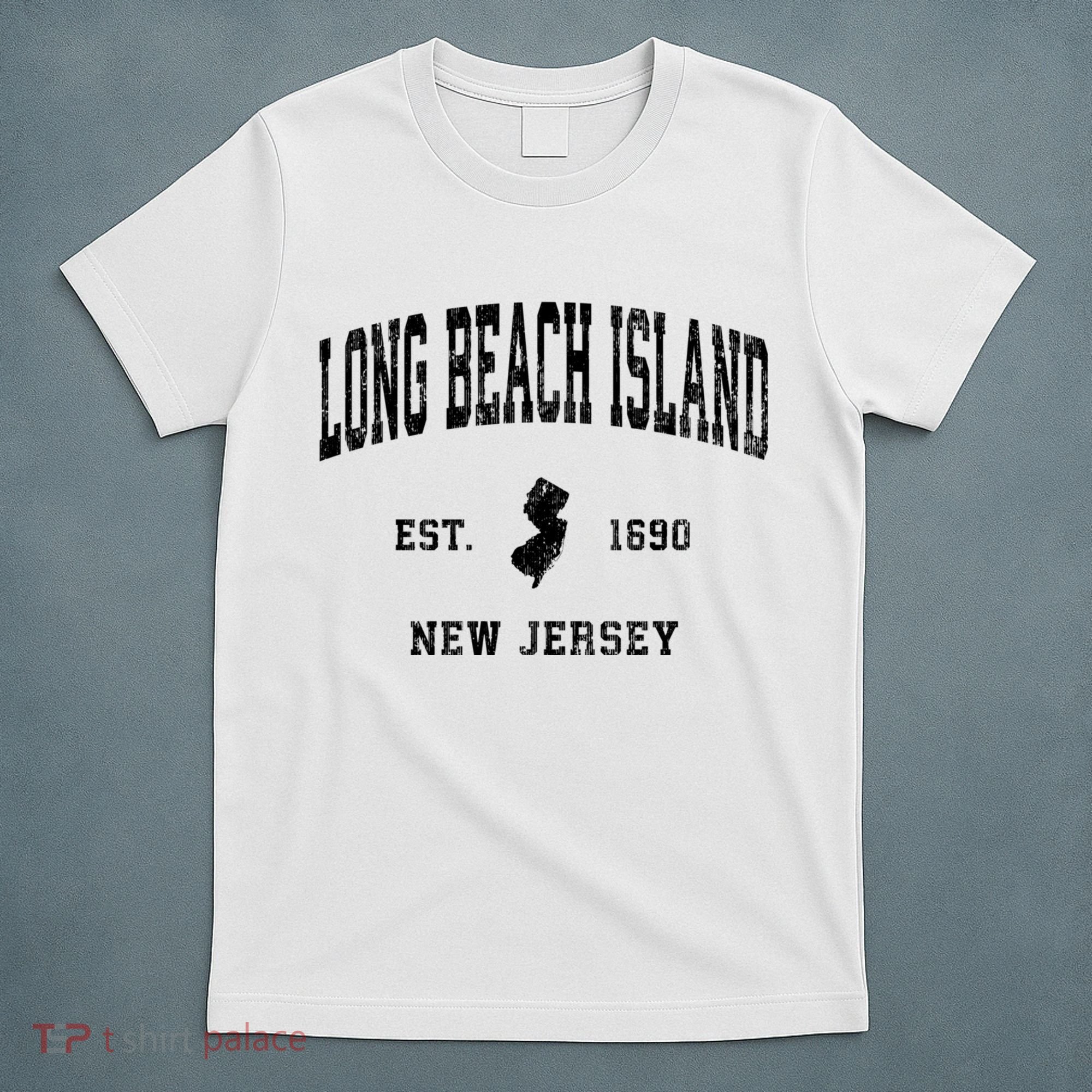 Long Beach Island New Jersey Nj Vintage Established Athletic Sports T-Shirt