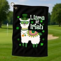 Llama Be Irish St Patrick's Day Funny Golf Towel thumb 1
