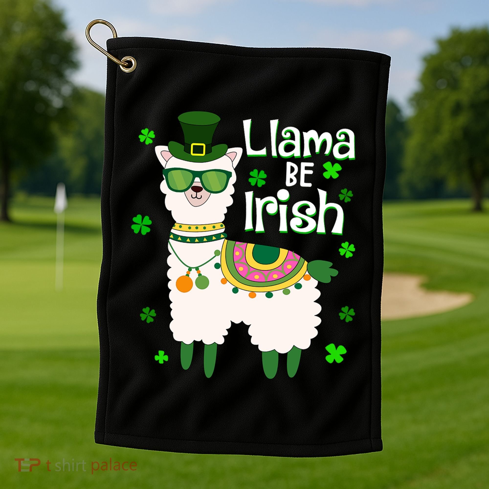 Llama Be Irish St Patrick's Day Funny Golf Towel