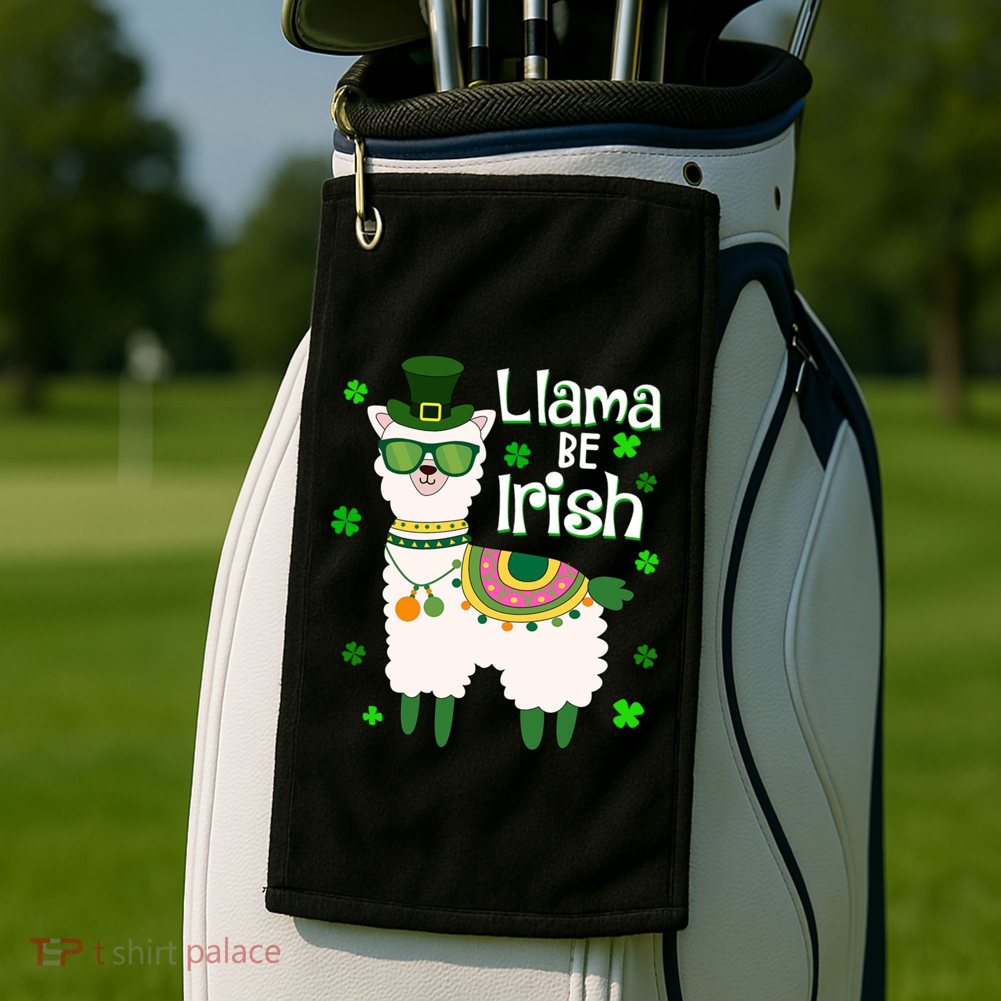 Llama Be Irish St Patrick's Day Funny Golf Towel
