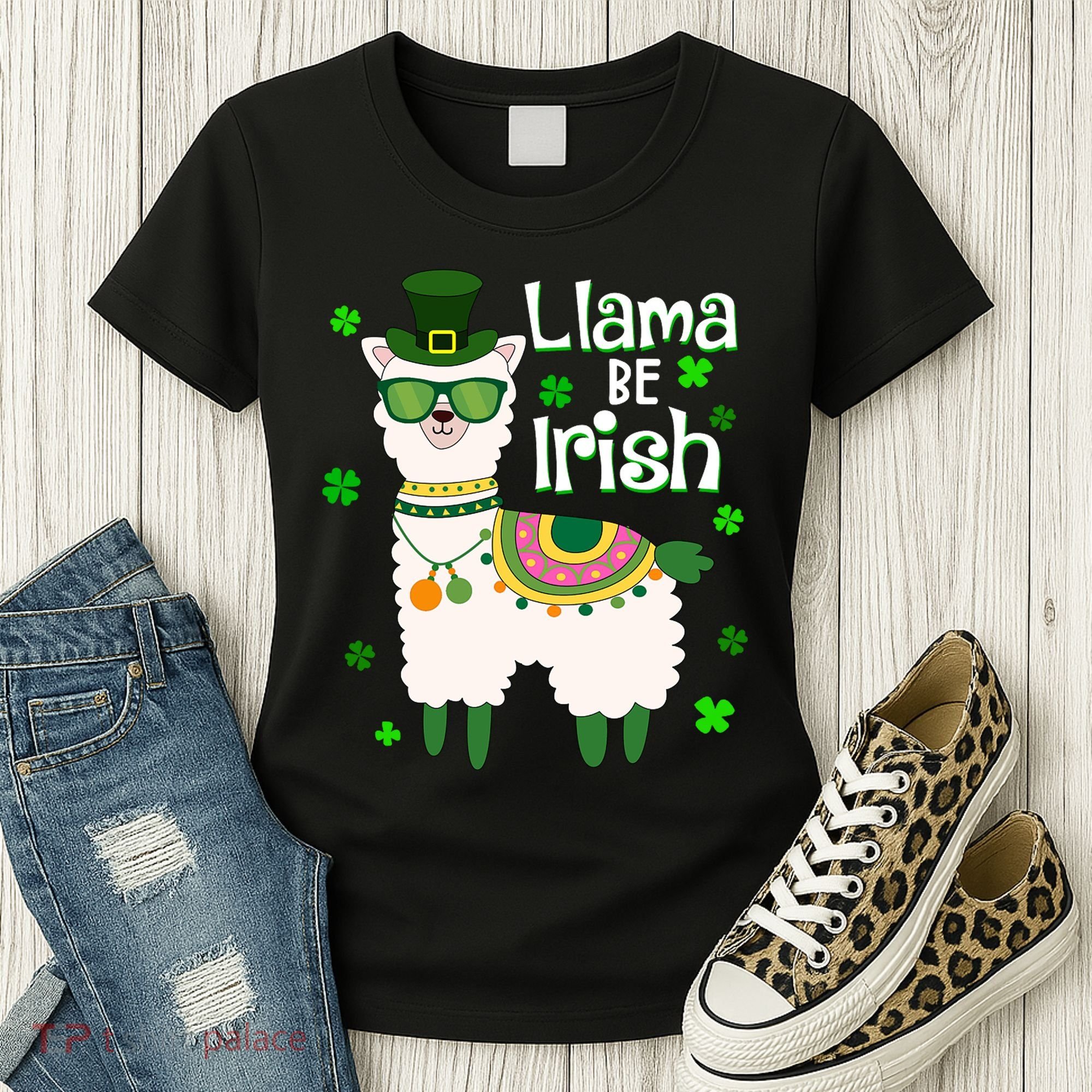 Llama Be Irish St Patrick's Day Funny Women's T-Shirt