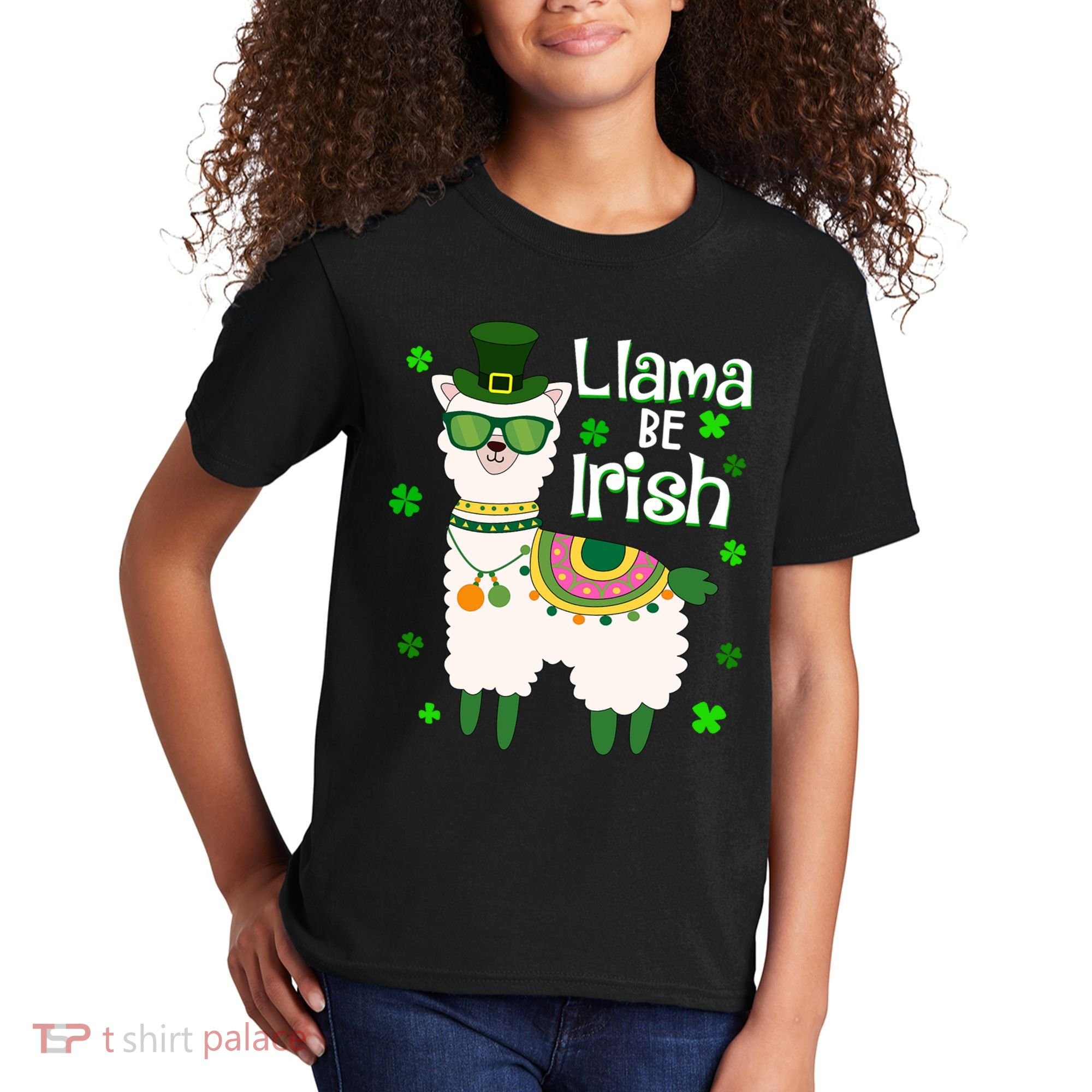 Llama Be Irish St Patrick's Day Funny Kids T-Shirt
