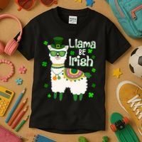 Llama Be Irish St Patrick's Day Funny Kids T-Shirt thumb 3