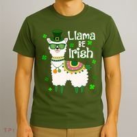Llama Be Irish St Patrick's Day Funny T-Shirt thumb 3