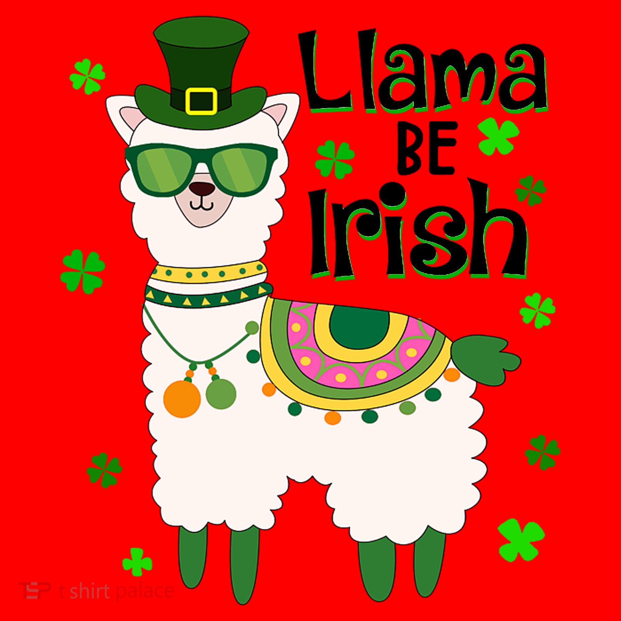 Llama Be Irish St Patrick's Day Funny Santa Hat