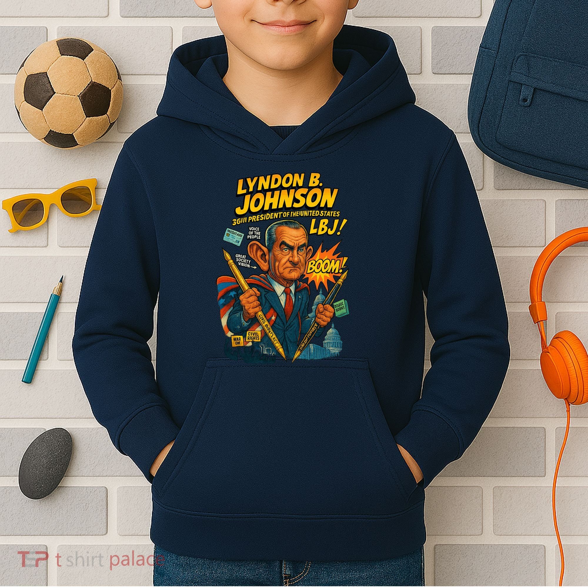 Lyndon B. Johnson The Presidential Chronicles Kids Hoodie