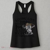 Living Between Jesus Take The Wheel And I Wish A Heifer Women's Tank Top thumb 3