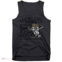Living Between Jesus Take The Wheel And I Wish A Heifer Tank Top thumb 0