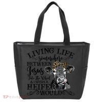Living Between Jesus Take The Wheel And I Wish A Heifer Tote Bag thumb 0