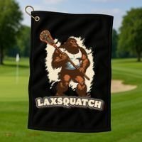 Laxsquatch! Bigfoot Lacrosse Player Funny Sasquatch Lax Golf Towel thumb 1