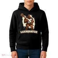 Laxsquatch! Bigfoot Lacrosse Player Funny Sasquatch Lax Kids Hoodie thumb 4