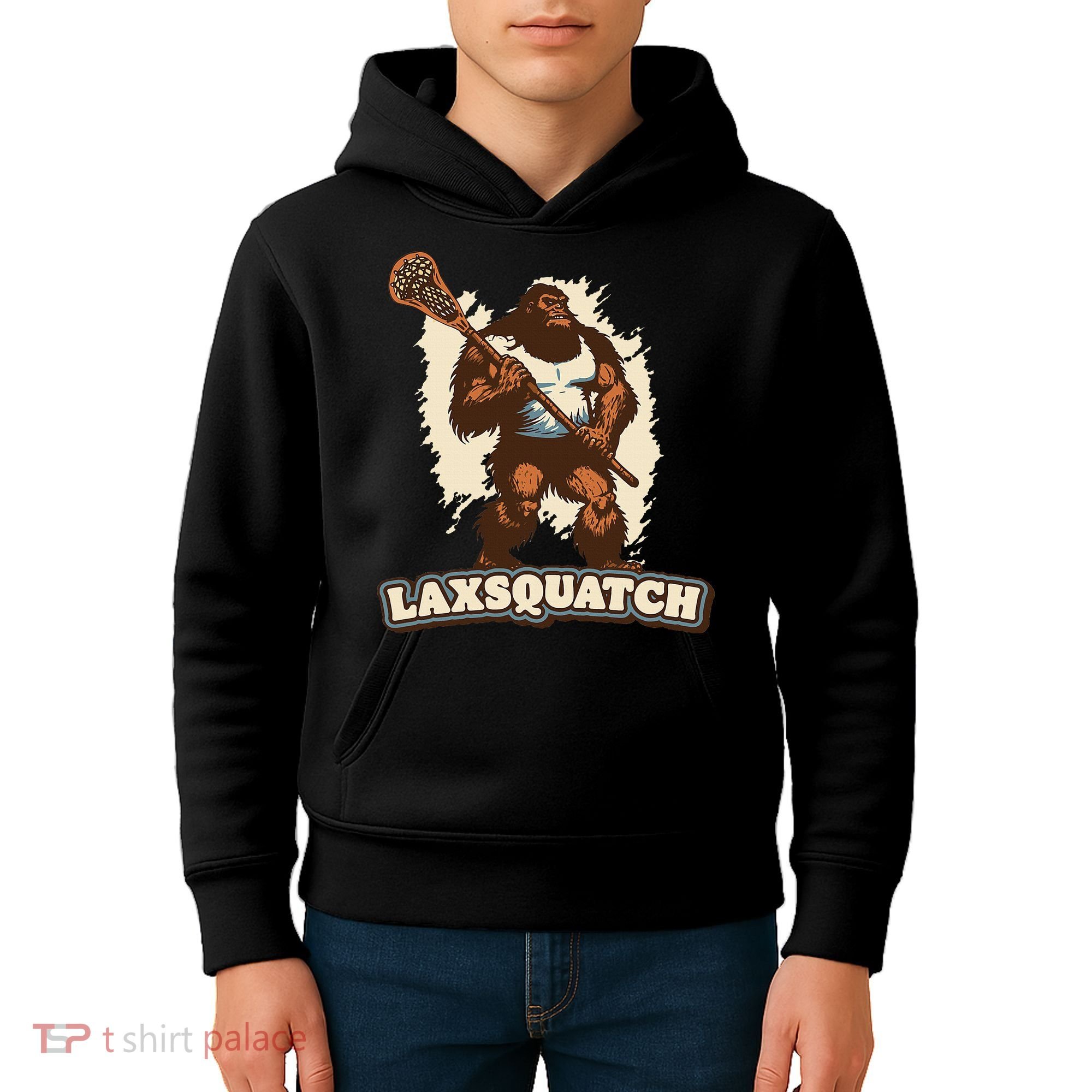 Laxsquatch! Bigfoot Lacrosse Player Funny Sasquatch Lax Kids Hoodie