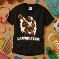Laxsquatch! Bigfoot Lacrosse Player Funny Sasquatch Lax Kids T-Shirt thumb 3