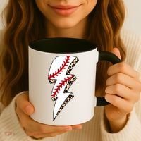 Leopard Baseball Lightning Bolt Baseball Mom Game Day Meaningful Gift Coffee Mug thumb 3