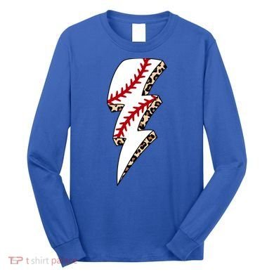 Leopard Baseball Lightning Bolt Baseball Mom Game Day Meaningful Gift Long Sleeve Shirt