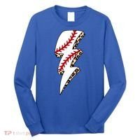 Leopard Baseball Lightning Bolt Baseball Mom Game Day Meaningful Gift Long Sleeve Shirt thumb 0