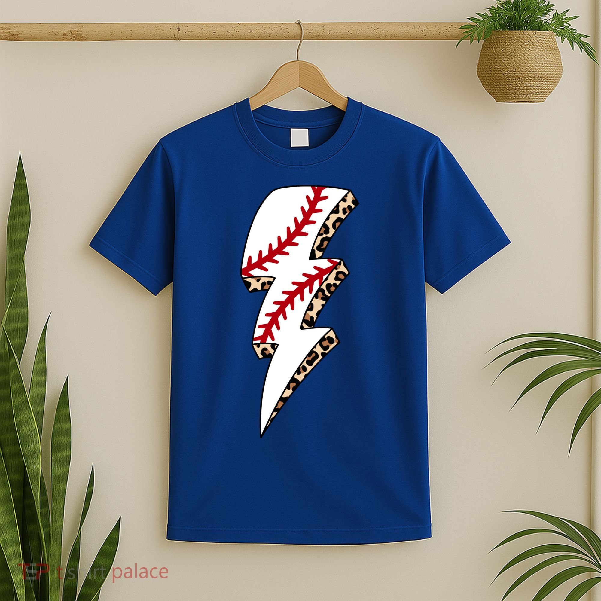 Leopard Baseball Lightning Bolt Baseball Mom Game Day Meaningful Gift T-Shirt