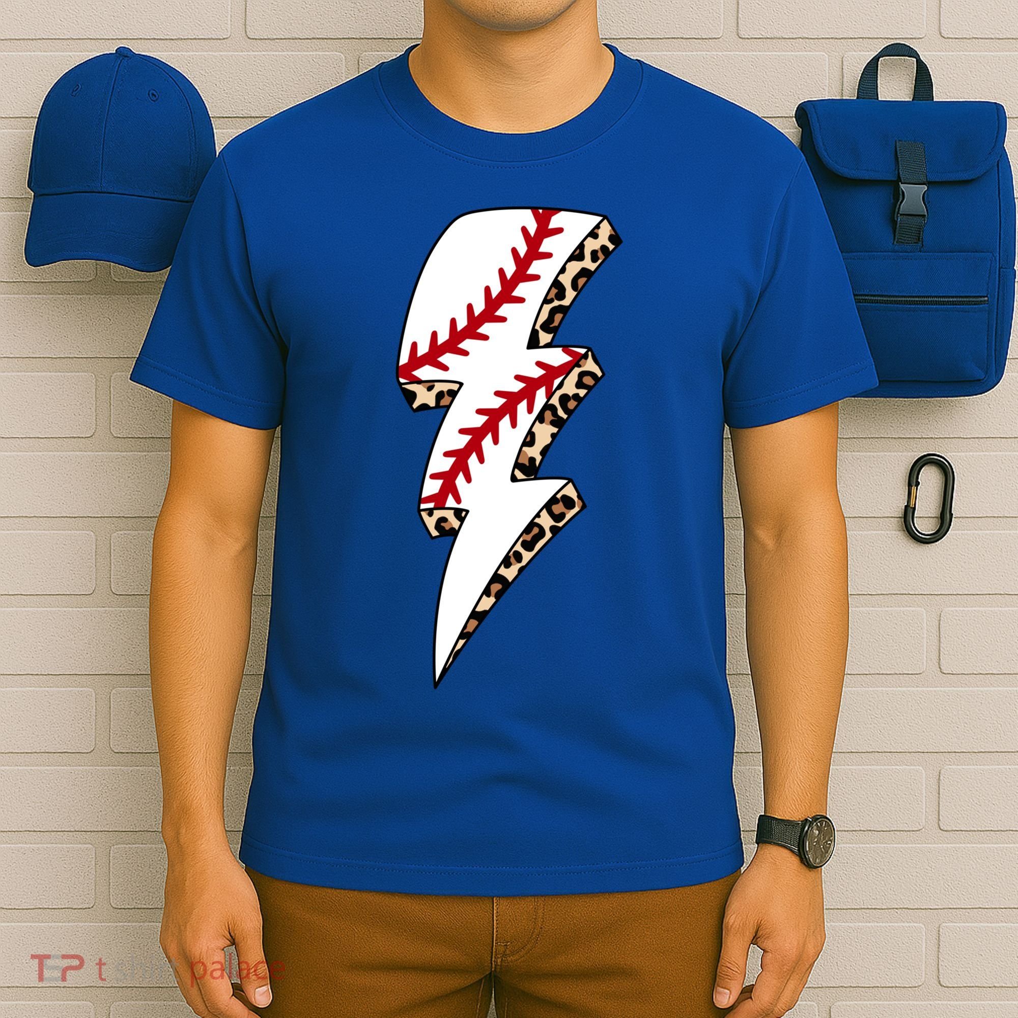 Leopard Baseball Lightning Bolt Baseball Mom Game Day Meaningful Gift T-Shirt
