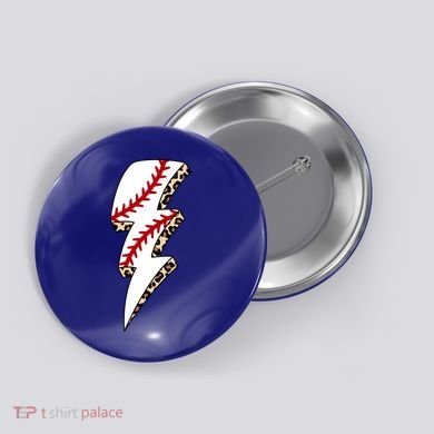 Leopard Baseball Lightning Bolt Baseball Mom Game Day Meaningful Gift Button