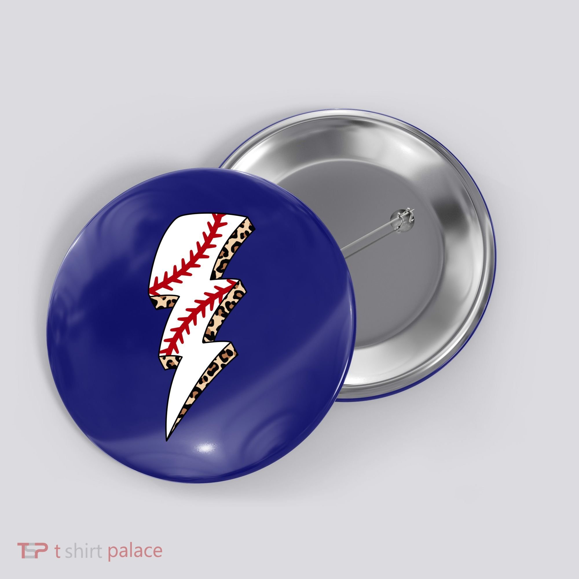 Leopard Baseball Lightning Bolt Baseball Mom Game Day Meaningful Gift Button