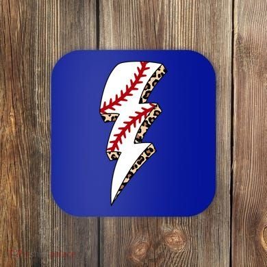 Leopard Baseball Lightning Bolt Baseball Mom Game Day Meaningful Gift Coaster
