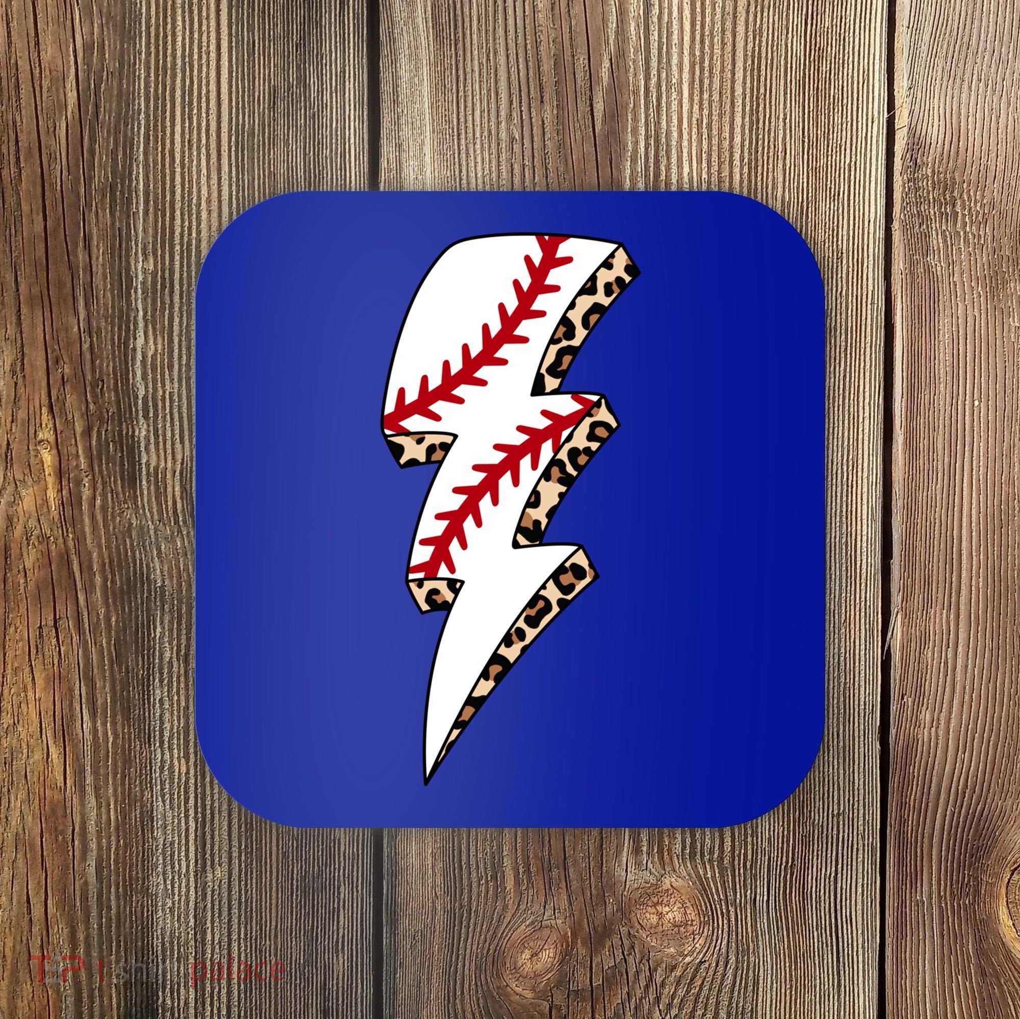 Leopard Baseball Lightning Bolt Baseball Mom Game Day Meaningful Gift Coaster