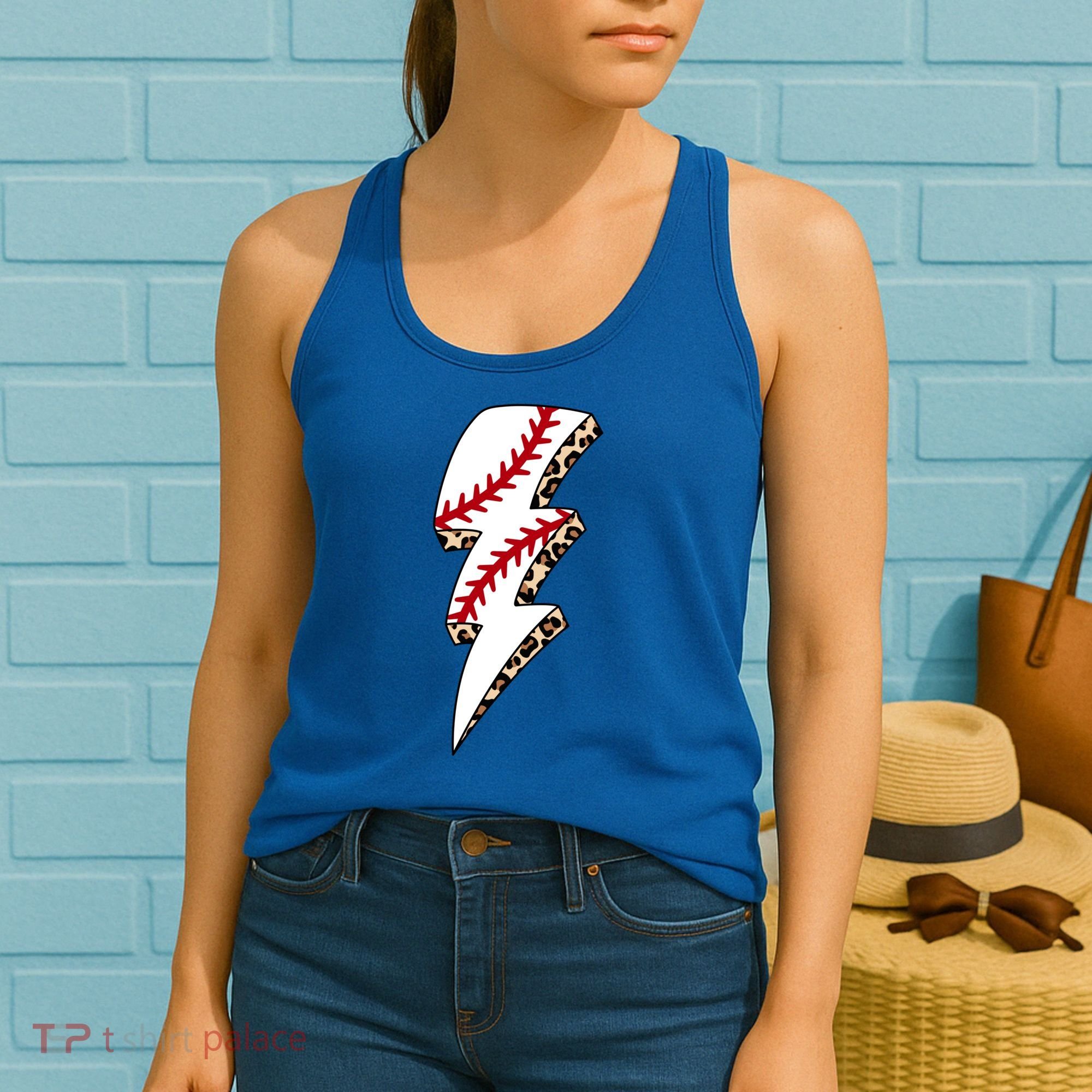 Leopard Baseball Lightning Bolt Baseball Mom Game Day Meaningful Gift Women's Tank Top
