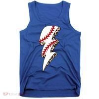 Leopard Baseball Lightning Bolt Baseball Mom Game Day Meaningful Gift Tank Top thumb 0