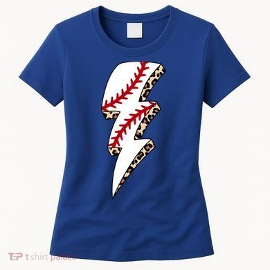 Leopard Baseball Lightning Bolt Baseball Mom Game Day Meaningful Gift Women's T-Shirt