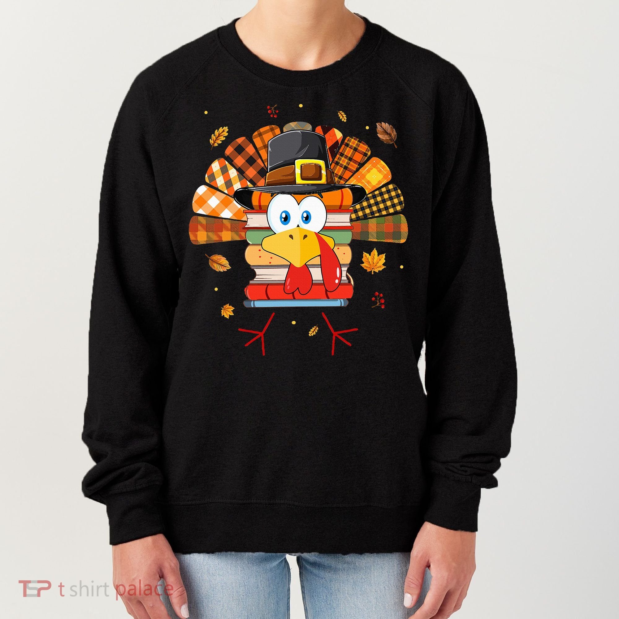 Librarian Book Lover Reader Funny Turkey Thanksgiving Fall Women's Sweatshirt