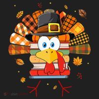 Librarian Book Lover Reader Funny Turkey Thanksgiving Fall Women's Sweatshirt thumb 2