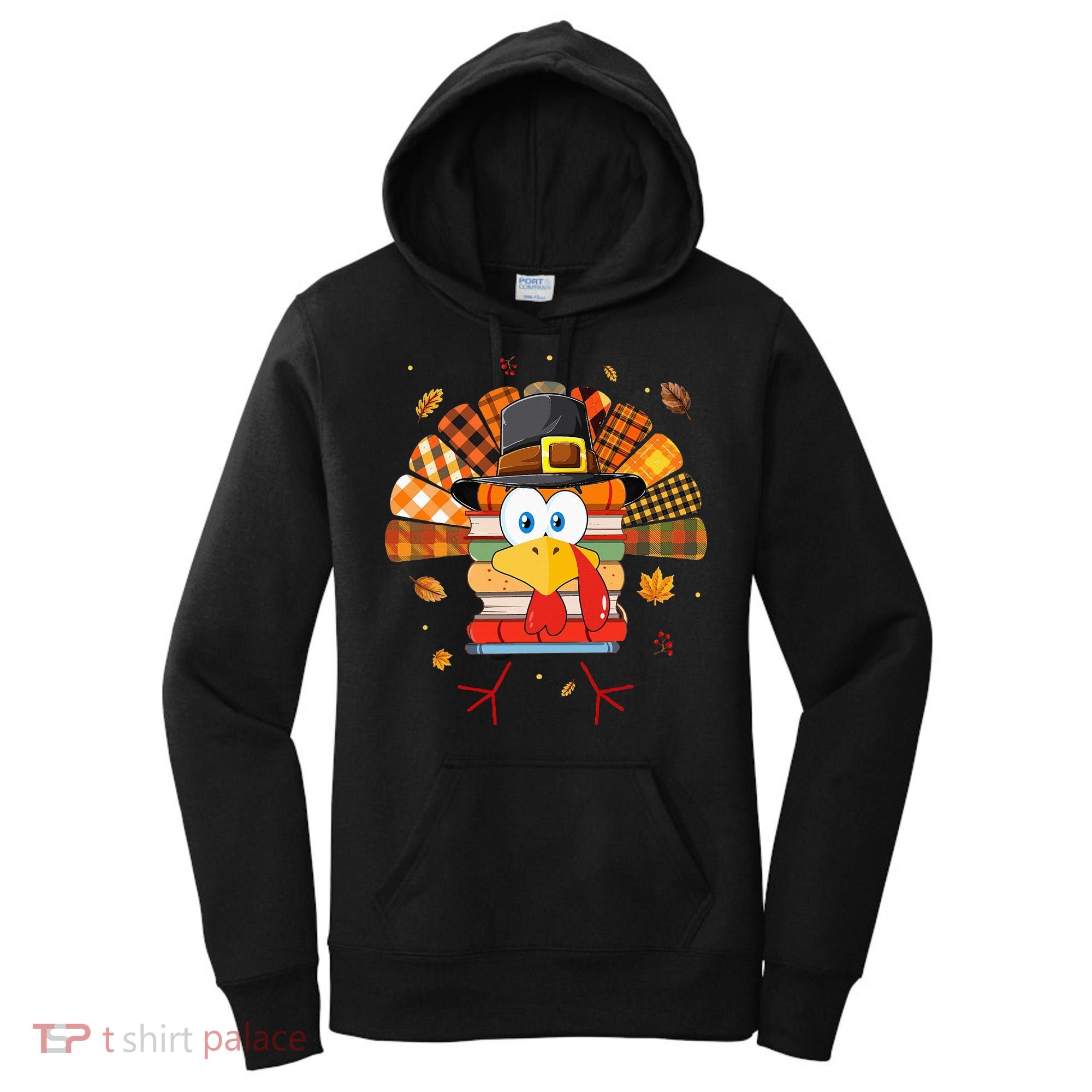 Librarian Book Lover Reader Funny Turkey Thanksgiving Fall Women's Hoodie