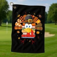 Librarian Book Lover Reader Funny Turkey Thanksgiving Fall Golf Towel thumb 1