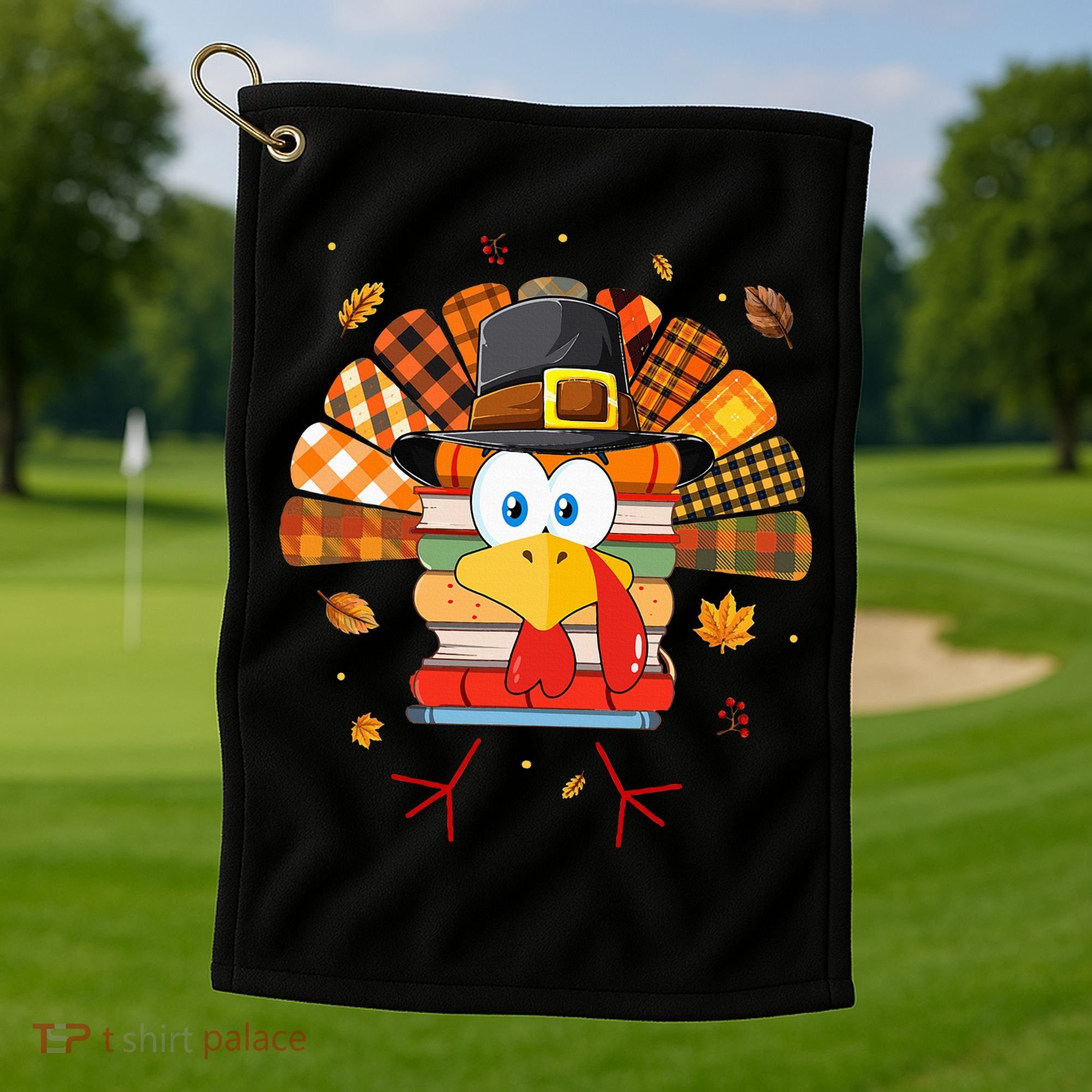 Librarian Book Lover Reader Funny Turkey Thanksgiving Fall Golf Towel