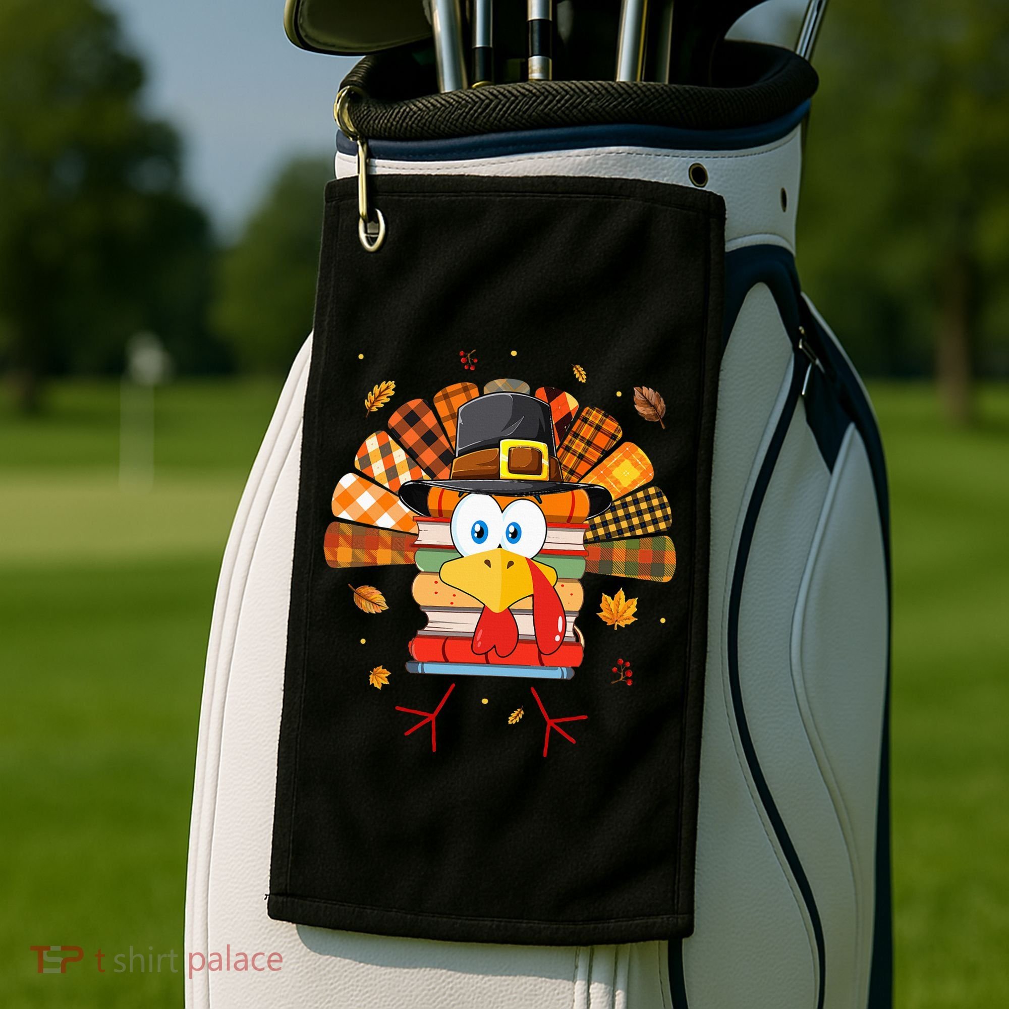 Librarian Book Lover Reader Funny Turkey Thanksgiving Fall Golf Towel