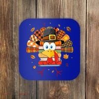 Librarian Book Lover Reader Funny Turkey Thanksgiving Fall Coaster thumb 0