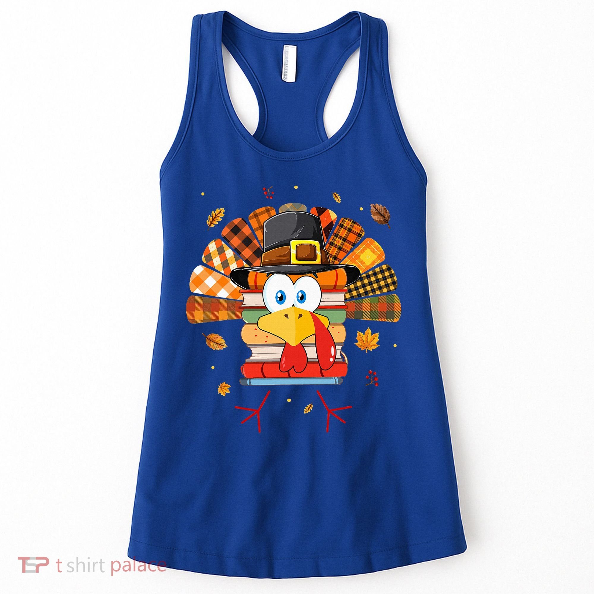 Librarian Book Lover Reader Funny Turkey Thanksgiving Fall Women's Tank Top