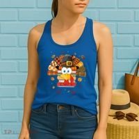 Librarian Book Lover Reader Funny Turkey Thanksgiving Fall Women's Tank Top thumb 2