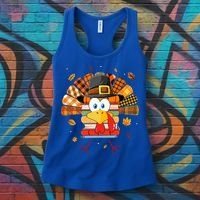 Librarian Book Lover Reader Funny Turkey Thanksgiving Fall Women's Tank Top thumb 3