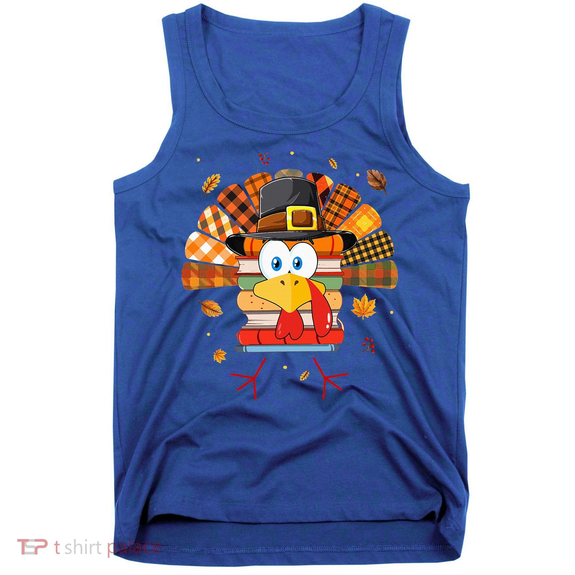 Librarian Book Lover Reader Funny Turkey Thanksgiving Fall Tank Top