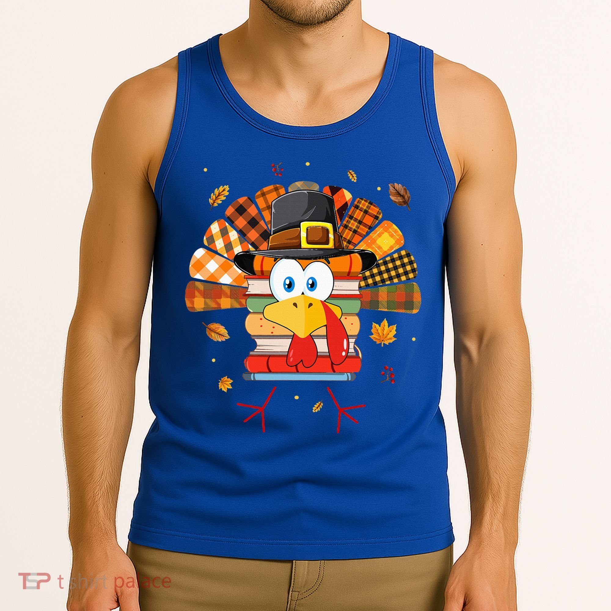 Librarian Book Lover Reader Funny Turkey Thanksgiving Fall Tank Top