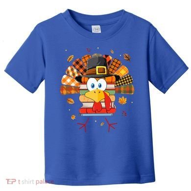 Librarian Book Lover Reader Funny Turkey Thanksgiving Fall Toddler T-Shirt