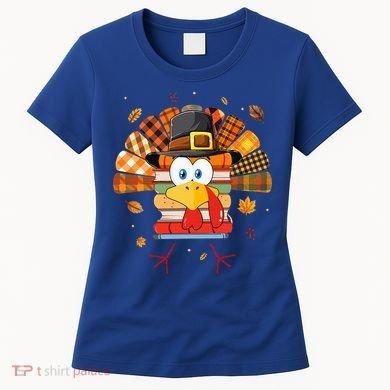 Librarian Book Lover Reader Funny Turkey Thanksgiving Fall Women's T-Shirt