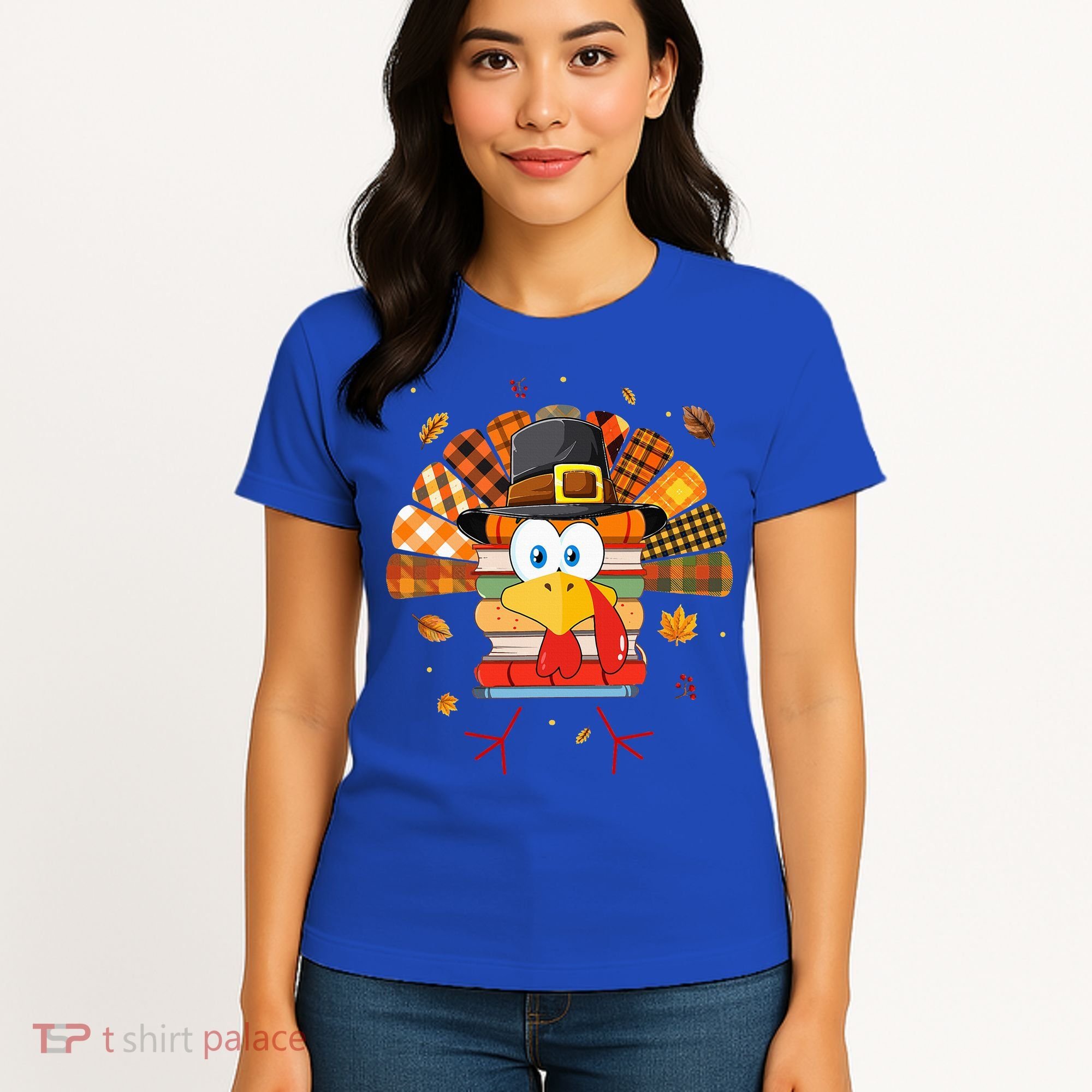 Librarian Book Lover Reader Funny Turkey Thanksgiving Fall Women's T-Shirt