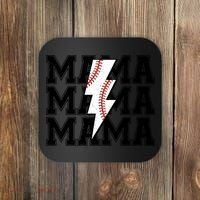 Lightning Bolt Mama Softball Baseball Sport Mom Mother's Day  Coaster thumb 0